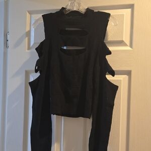 EXPRESS Black Cutout Sleeveless Knit Top - Women